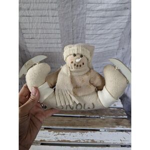 Country folk art snowman ornament snow Xmas holida